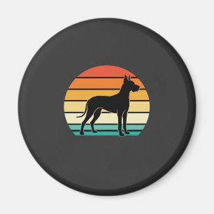 Great Dane Retro Zonsondergang Honden Silhouet Magneet