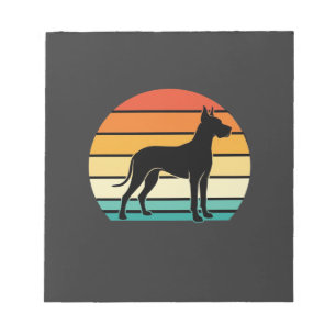 Great Dane Retro Zonsondergang Honden Silhouet Notitieblok