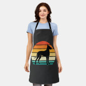 Great Dane Retro Zonsondergang Honden Silhouet Schort (Gedragen)