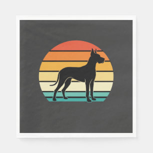 Great Dane Retro Zonsondergang Honden Silhouet Servet