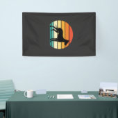 Great Dane Retro Zonsondergang Honden Silhouet Spandoek (Beurs)