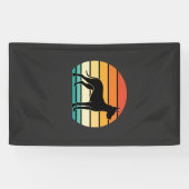 Great Dane Retro Zonsondergang Honden Silhouet Spandoek (Horizontaal)