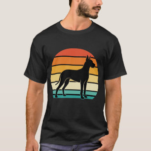 Great Dane Retro Zonsondergang Honden Silhouet T-shirt