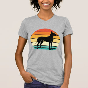 Great Dane Retro Zonsondergang Honden Silhouet T-shirt