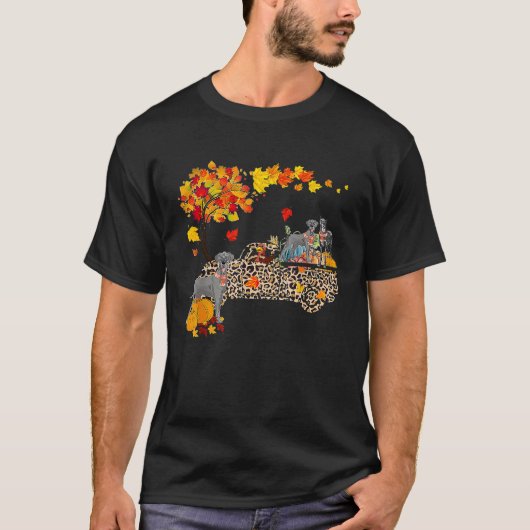 Great Dane Riding Leopard Plaid Truck Thanksgiving T-shirt (Voorkant)