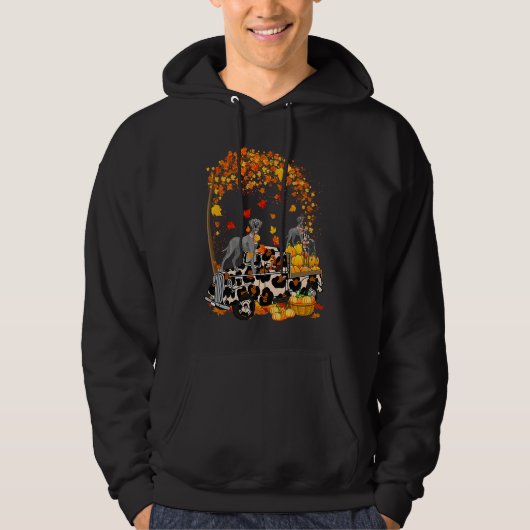Great Dane Riding Leopard Truck Pumpkin Thanksgivi Hoodie (Voorkant)