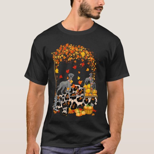 Great Dane Riding Leopard Truck Pumpkin Thanksgivi T-shirt (Voorkant)