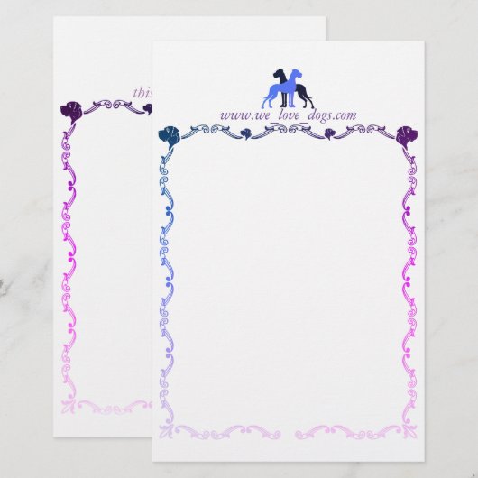 Great Dane romantische briefpapier (Voorkant / Achterkant)