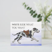 Great Dane Schrijf of Ride Briefkaart (Staand voorkant)