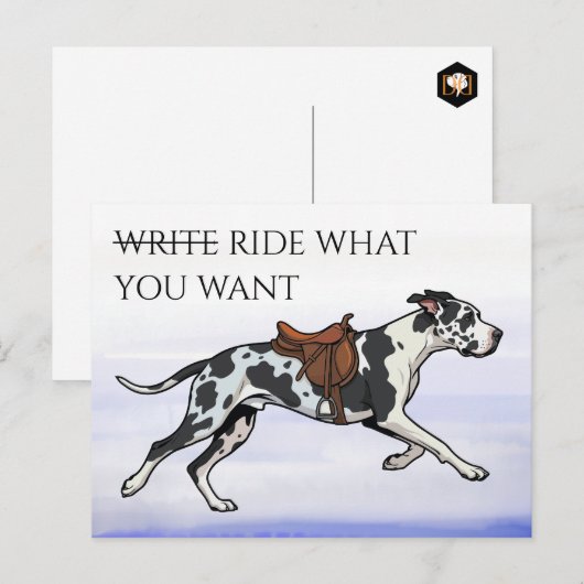 Great Dane Schrijf of Rij Briefkaart (Voorkant / Achterkant)