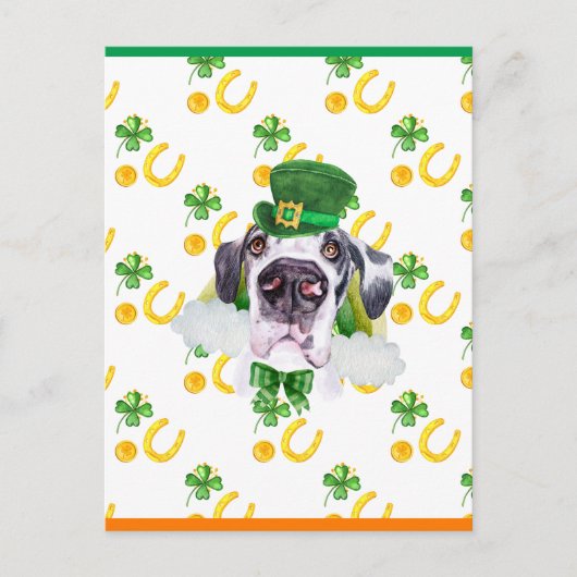 Great Dane Shamrock St. Patricks Day Feestdagenkaart (Voorkant)