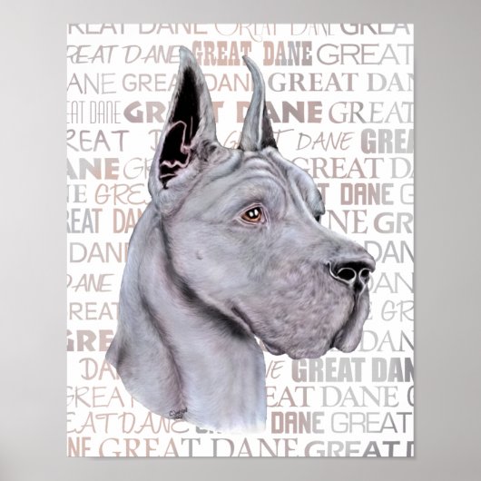 Great Dane Show Colors Blue Poster (Voorkant)