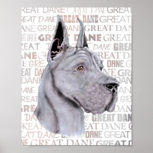 Great Dane Show Kleuren Blauw Poster