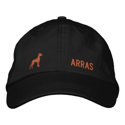 Great Dane Silhouet met Naam Geborduurde Pet (Voorkant)