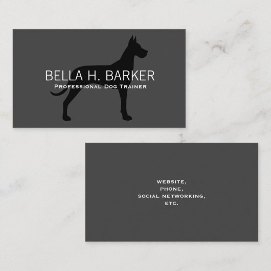 Great Dane Silhouette Black op Grey Visitekaartje (Voorkant / Achterkant)