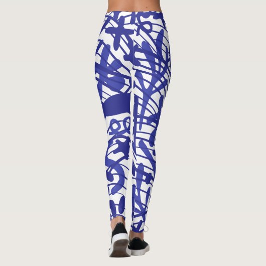 Great Dane Silhouette blauw Patroon Leggings (Achterkant)