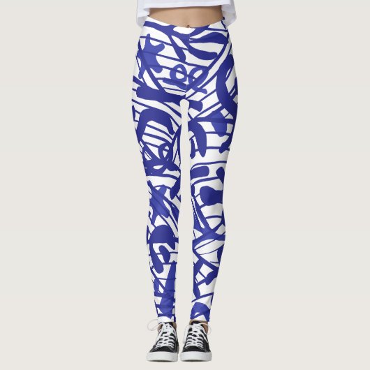 Great Dane Silhouette blauw Patroon Leggings (Voorkant)