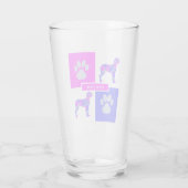 Great Dane Silhouette Dog & Paw Pink Blue Square Glas (Achterkant)