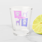 Great Dane Silhouette Dog & Paw Pink Blue Square Shot Glas (Achterkant)