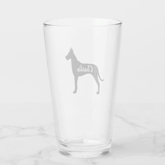 Great Dane Silhouette Gepersonaliseerd Hondenliefh Glas (Achterkant)