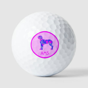 Great Dane Silhouette Pink & Blue Monogram Golfballen