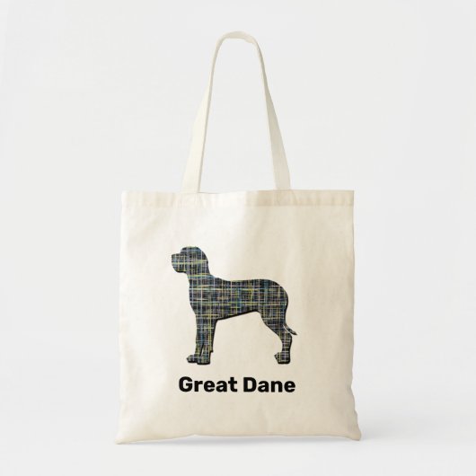 Great Dane Silhouette Yellow & Black Grid-Canvas t Tote Bag (Voorkant)