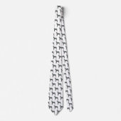 Great Dane Silhouette Yellow & Black Grid White Stropdas (Voorkant)