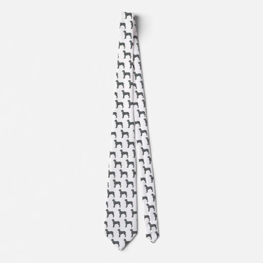 Great Dane Silhouette Yellow & Black Grid White Stropdas (Voorkant)