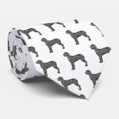 Great Dane Silhouette Yellow & Black Grid White Stropdas (Opgerold)