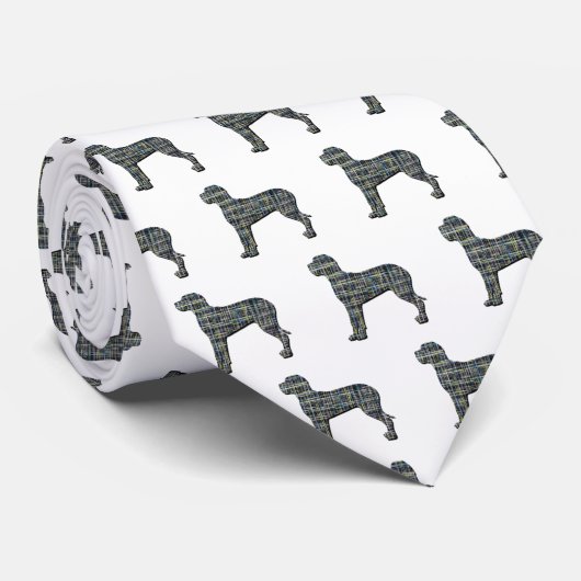 Great Dane Silhouette Yellow & Black Grid White Stropdas (Opgerold)