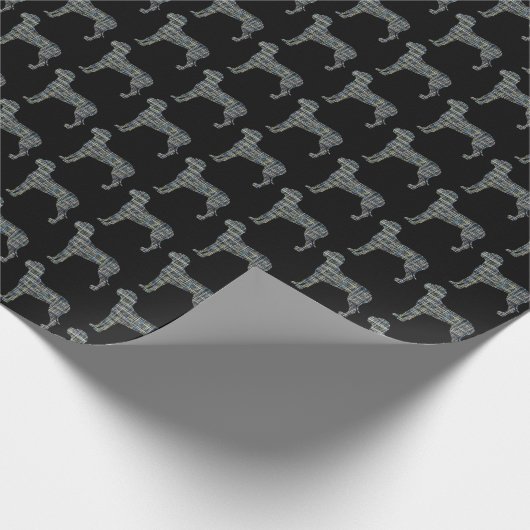 Great Dane Silhouette Yellow & Black Grid Wrapping Cadeaupapier (Hoek)