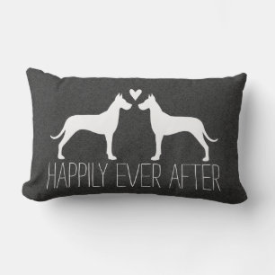 Great Dane Silhouetten Honden Gelukkig Stel Cust Kussen