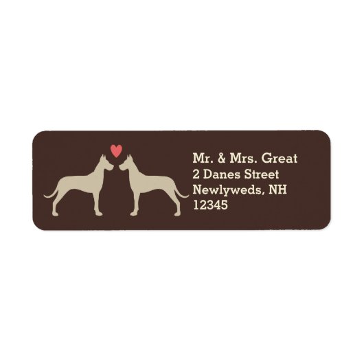 Great Dane Silhouettes met Heart Pas getrouwd Coup Etiket (Voorkant)