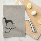 Great Dane Silhouettes met Heart Passen getrouwd C Theedoek (Quarter Fold)