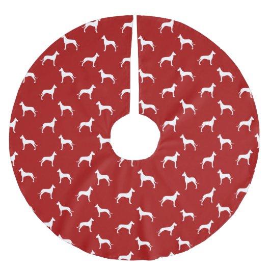 Great Dane Silhouettes Pattern Red Kerstboom Rok (Voorkant)