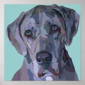 Great Dane Silver Merle Painting Poster (Voorkant)