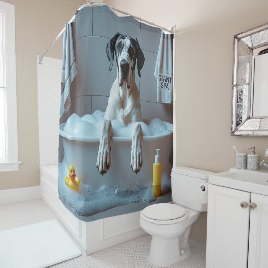 Great Dane Sloom Slaperig Schattig Grappig Douchegordijn (In situ)