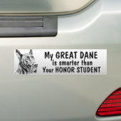 Great Dane - Smarter dan eremstudent - grappig Bumpersticker (Op auto)