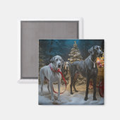 Great Dane Sneeuw Slede Kerst Decoratie Magneet (Voorkant / Achterkant)