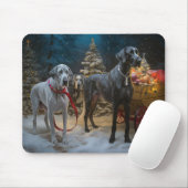 Great Dane Sneeuw Slede Kerst Decoratie Muismat (Met muis)