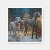 Great Dane Sneeuw Slede Kerst Decoratie Servet (Voorkant)