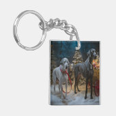 Great Dane Sneeuw Slede Kerst Decoratie Sleutelhanger (Voorkant Links)