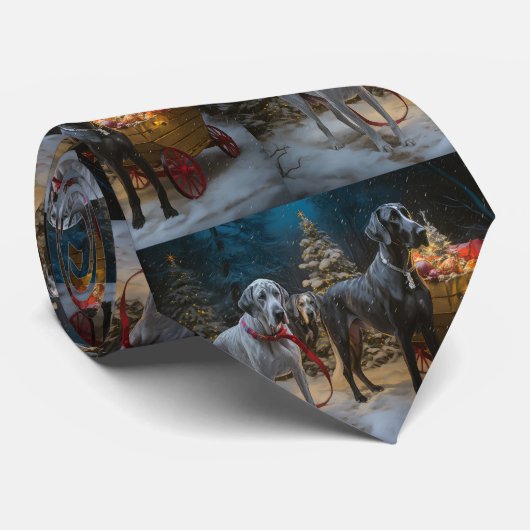 Great Dane Sneeuw Slede Kerst Decoratie Stropdas (Opgerold)
