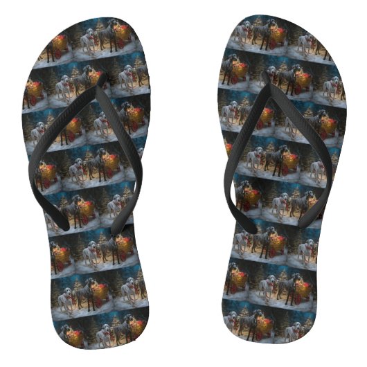 Great Dane Sneeuw Slede Kerst Decoratie Teenslippers (Voetbed)