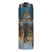 Great Dane Sneeuw Slede Kerst Decoratie Thermosbeker (Voorkant)
