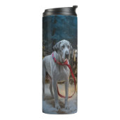 Great Dane Sneeuw Slede Kerst Decoratie Thermosbeker (Gedraaid links)