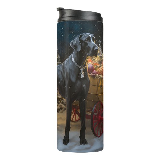 Great Dane Sneeuw Slede Kerst Decoratie Thermosbeker (Geroteerd rechts)