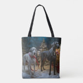 Great Dane Sneeuw Slede Kerst Decoratie Tote Bag (Achterkant)