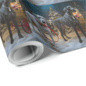 Great Dane Sneeuw Sleebellsen Kerst Decoratie Cadeaupapier (Rol Hoek)