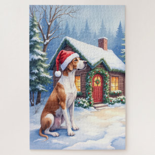 Great Dane Sneeuwcabine Kerstman Hoed Kerst Kunst Legpuzzel